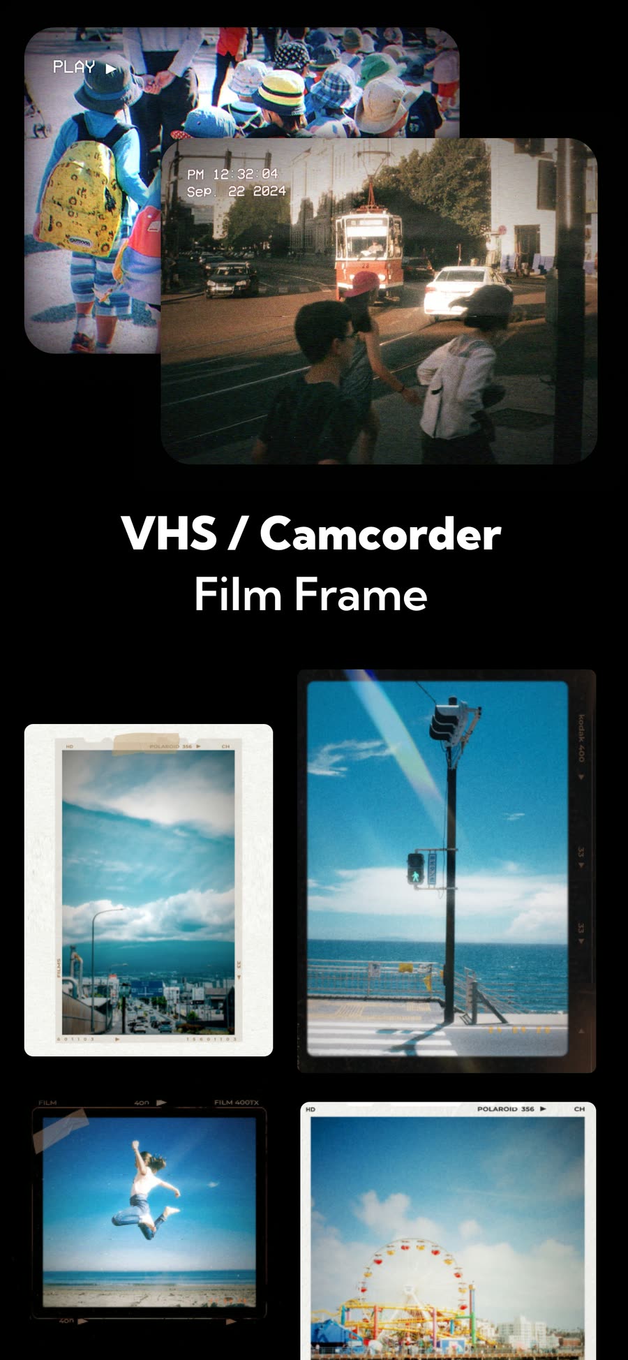 FILCA VHS and camcorder effects with finished film frames